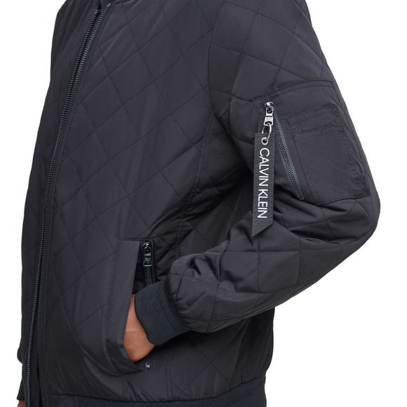 Calvin Klein Men's Quilted Bomber Jacket - BLACK‎ - Picture 4 of 5